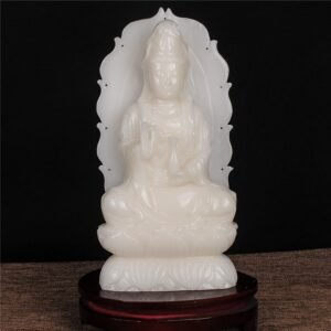 Exquisite White Jade Guanyin Buddha Statue from Afghanistan